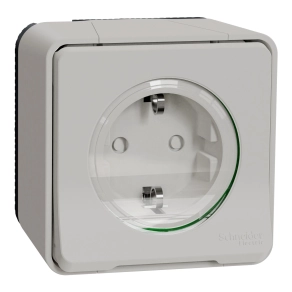 Schneider Electric Mureva Styl - MUR39206 - 2P+F csatlakozóaljzat, biztonsági zsaluval, csapófedéllel, csavaros, komplett, polárfehér