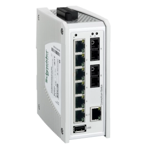   Schneider ConneXium Premium switch, 7 x TX réz + 2 x FX-SM optika, IP40, nem menedzselhető TCSESPU093F2CS0