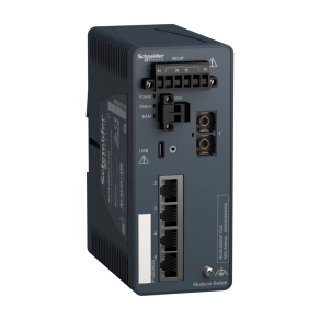   Schneider Electric ConneXium - Ethernet - MCSESM053F1CU0 - Modicon switch, TCP/IP, menedzselhető, 4TX/1FX, multimódosú