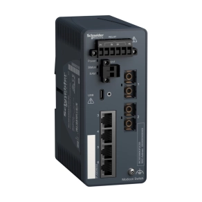   Schneider Electric ConneXium - Ethernet - MCSESM063F2CS0 - Modicon switch, TCP/IP, menedzselhető, 4TX/2FX, monomódusú