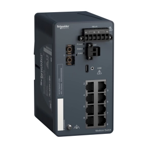   Schneider Electric ConneXium - Ethernet - MCSESM093F1CS0 - Modicon switch, TCP/IP, menedzselhető, 8TX/1FX, monomódusú