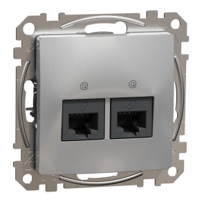   Schneider Electric Sedna Design & Elements - SDD113452 -2xRJ45 Cat5e UTP aljzat, alumínium