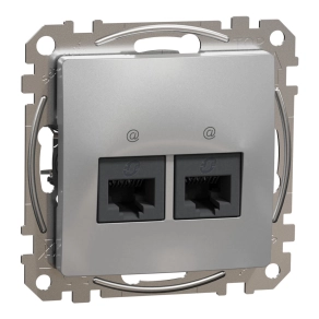   Schneider Electric Sedna Design & Elements - SDD113467 -2xRJ45 Cat6A UTP aljzat, alumínium