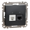 Schneider Electric Sedna Design & Elements - SDD114468 -RJ11/RJ45 Cat6 UTP kombinált aljzat, antracit