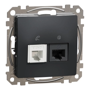   Schneider Electric Sedna Design & Elements - SDD114468 -RJ11/RJ45 Cat6 UTP kombinált aljzat, antracit
