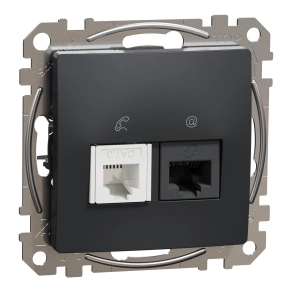 Schneider Electric Sedna Design & Elements - SDD114468 -RJ11/RJ45 Cat6 UTP kombinált aljzat, antracit