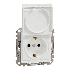   Schneider Electric Sedna Design & Elements - SDD111024 -2P+F csatlakozóaljzat biztonsági zsaluval, csapófedeles, rugós bekötés, 16A, fehér