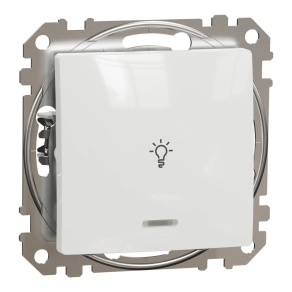   Schneider Electric Sedna Design & Elements - SDD111132L -Egypólusú nyomó, kék jelzőfénnyel, lámpajellel, rugós bekötés, 10A, fehér