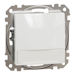   Schneider Electric Sedna Design & Elements - SDD111143L -Egypólusú nyomó, kék jelzőfénnyel, cimketartóval, rugós bekötés, 12V, fehér