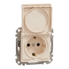 Schneider Electric Sedna Design & Elements - SDD112024 -2P+F csatlakozóaljzat biztonsági zsaluval, csapófedeles, rugós bekötés, 16A, bézs