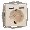Schneider Electric Sedna Design & Elements - SDD112052 -2P+F csatlakozóaljzat, BZS, kettős USB töltővel, rugós, 16A/2.4A, bézs