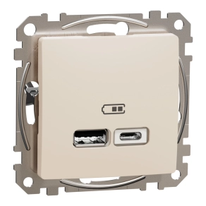   Schneider Electric Sedna Design & Elements - SDD112402 -Dupla USB töltő, A+C, 2.4A, bézs