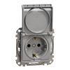 Schneider Electric Sedna Design & Elements - SDD113023 -2P+F csatlakozóaljzat biztonsági zsaluval, csapófedeles, csavaros bekötés, 16A, alumínium