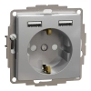 Schneider Electric Sedna Design & Elements - SDD113052 -2P+F csatlakozóaljzat, BZS, kettős USB töltővel, rugós, 16A/2.4A, alumínium