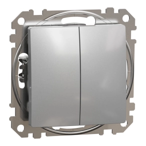   Schneider Electric Sedna Design & Elements - SDD113108 -Kettős váltókapcsoló, rugós bekötés, 10AX, (106+6), alumínium