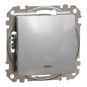 Schneider Electric Sedna Design & Elements - SDD113111L -Egypólusú nyomó, kék jelzőfénnyel, rugós bekötés, 10A, alumínium