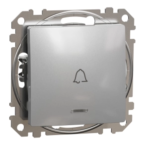   Schneider Electric Sedna Design & Elements - SDD113131L -Egypólusú nyomó, kék jelzőfénnyel, csengőjellel, rugós bekötés, 10A, alumínium