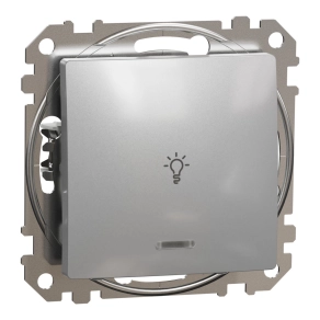   Schneider Electric Sedna Design & Elements - SDD113132L -Egypólusú nyomó, kék jelzőfénnyel, lámpajellel, rugós bekötés, 10A, alumínium