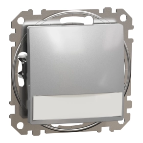   Schneider Electric Sedna Design & Elements - SDD113143L -Egypólusú nyomó, kék jelzőfénnyel, cimketartóval, rugós bekötés, 12V, alumínium