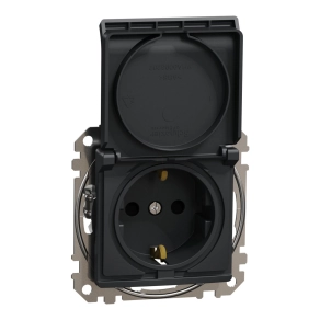   Schneider Electric Sedna Design & Elements - SDD114023 -2P+F csatlakozóaljzat biztonsági zsaluval, csapófedeles, csavaros bekötés, 16A, antracit