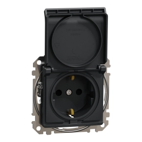   Schneider Electric Sedna Design & Elements - SDD114024 -2P+F csatlakozóaljzat biztonsági zsaluval, csapófedeles, rugós bekötés, 16A, antracit