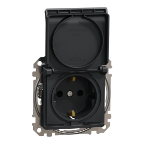 Schneider Electric Sedna Design & Elements - SDD114024 -2P+F csatlakozóaljzat biztonsági zsaluval, csapófedeles, rugós bekötés, 16A, antracit