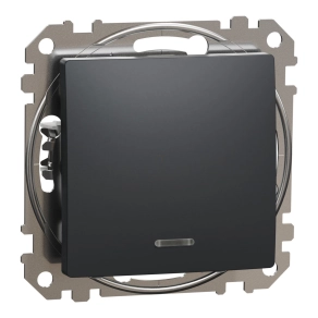   Schneider Electric Sedna Design & Elements - SDD114101L -Egypólusú kapcsoló, kék jelzőfénnyel, 10AX, antracit