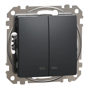   Schneider Electric Sedna Design & Elements - SDD114105L -Csillárkapcsoló, kék jelzőfénnyel, 10AX, antracit