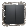 Schneider Electric Sedna Design & Elements - SDD114108 -Kettős váltókapcsoló, rugós bekötés, 10AX, (106+6), antracit