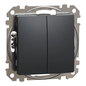   Schneider Electric Sedna Design & Elements - SDD114108 -Kettős váltókapcsoló, rugós bekötés, 10AX, (106+6), antracit