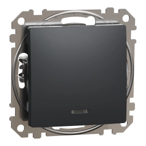   Schneider Electric Sedna Design & Elements - SDD114111L -Egypólusú nyomó, kék jelzőfénnyel, rugós bekötés, 10A, antracit