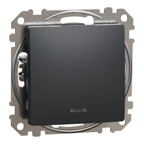 Schneider Electric Sedna Design & Elements - SDD114111L -Egypólusú nyomó, kék jelzőfénnyel, rugós bekötés, 10A, antracit