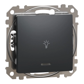   Schneider Electric Sedna Design & Elements - SDD114132L -Egypólusú nyomó, kék jelzőfénnyel, lámpajellel, rugós bekötés, 10A, antracit