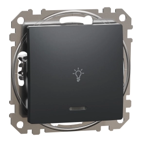 Schneider Electric Sedna Design & Elements - SDD114132L -Egypólusú nyomó, kék jelzőfénnyel, lámpajellel, rugós bekötés, 10A, antracit