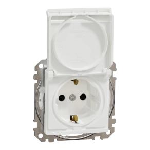 Schneider Electric Sedna Design & Elements - SDD211023 -2P+F csatlakozóaljzat biztonsági zsaluval, csapófedeles, csavaros bekötés, 16A, IP44, fehér
