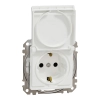 Schneider Electric Sedna Design & Elements - SDD211024 -2P+F csatlakozóaljzat biztonsági zsaluval, csapófedeles, rugós bekötés, IP44, fehér