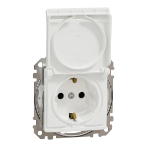   Schneider Electric Sedna Design & Elements - SDD211024 -2P+F csatlakozóaljzat biztonsági zsaluval, csapófedeles, rugós bekötés, IP44, fehér