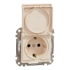 Schneider Electric Sedna Design & Elements - SDD212024 -2P+F csatlakozóaljzat biztonsági zsaluval, csapófedeles, rugós bekötés, IP44, bézs