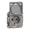 Schneider Electric Sedna Design & Elements - SDD213024 -2P+F csatlakozóaljzat biztonsági zsaluval, csapófedeles, rugós bekötés, IP44, alumínium