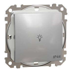 Schneider Electric Sedna Design & Elements - SDD213132 -Egypólusú nyomó lámpajellel, rugós bekötés, 10A, IP44, alumínium