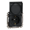 Schneider Electric Sedna Design & Elements - SDD214023 -2P+F csatlakozóaljzat biztonsági zsaluval, csapófedeles, csavaros bekötés, 16A, IP44, antracit