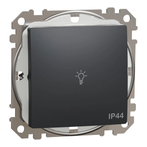   Schneider Electric Sedna Design & Elements - SDD214132 -Egypólusú nyomó lámpajellel, rugós bekötés, 10A, IP44, antracit