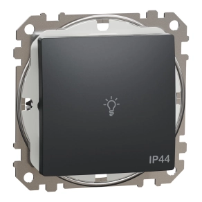 Schneider Electric Sedna Design & Elements - SDD214132 -Egypólusú nyomó lámpajellel, rugós bekötés, 10A, IP44, antracit