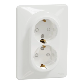   Schneider Electric Sedna Design & Elements - SDD311221 -2x2P+F csatlakozóaljzat biztonsági zsaluval, csavaros bekötés, 16A, kerettel, fehér