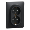 Schneider Electric Sedna Design & Elements - SDD314221 -2x2P+F csatlakozóaljzat biztonsági zsaluval, csavaros bekötés, 16A, kerettel, antracit