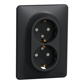   Schneider Electric Sedna Design & Elements - SDD314221 -2x2P+F csatlakozóaljzat biztonsági zsaluval, csavaros bekötés, 16A, kerettel, antracit