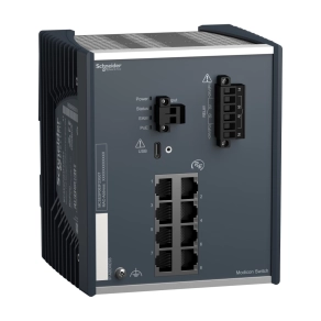   Schneider Electric ConneXium - Ethernet - MCSESP083F23G0T - Modicon Ethernet TCP/IP PoE switch, menedzselhető, 8TX, bővített hőellenállású