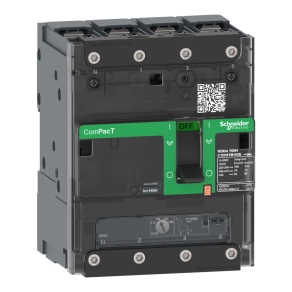   Schneider Electric ComPacT NSXm (2021) - C11H6TM080B - Megszakító (70 kA 415 VAC) , 4P 3d, 80 A beállítás TMD kioldóegység, sajtolható sarukkal és síncsatlakozókkal