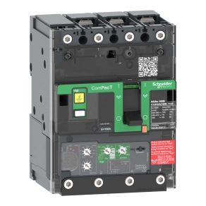   Schneider Electric ComPacT NSXm (2021) - C12E34V160B - Megszakító (16 kA 415 VAC) , 3P 3d, 160 A beállítás Micrologic 4.1 kioldóegység, sarukkal és síncsatlakozókkal