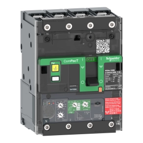 Schneider Electric ComPacT NSXm (2021) - C12H44V160B - Megszakító (70 kA 415 VAC) , 4P 4d, 160 A beállítás Micrologic 4.1 kioldóegység, sarukkal és síncsatlakozókkal